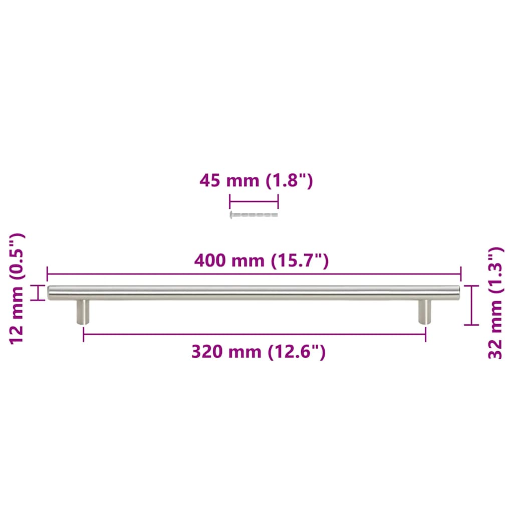 Handvatten 5 st 320 mm roestvrij staal zilverkleurig is nu te koop bij PeponiXL, paradijselijk wonen!