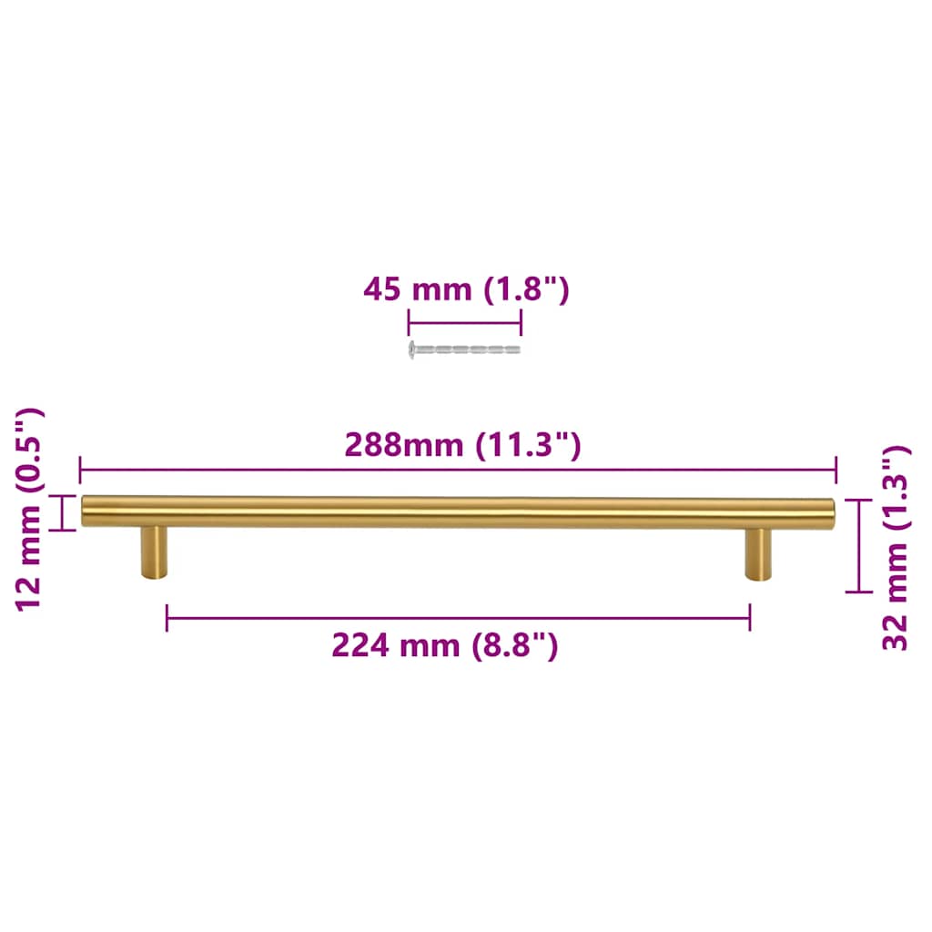 Handvatten 5 st 224 mm roestvrij staal goudkleurig is nu te koop bij PeponiXL, paradijselijk wonen!