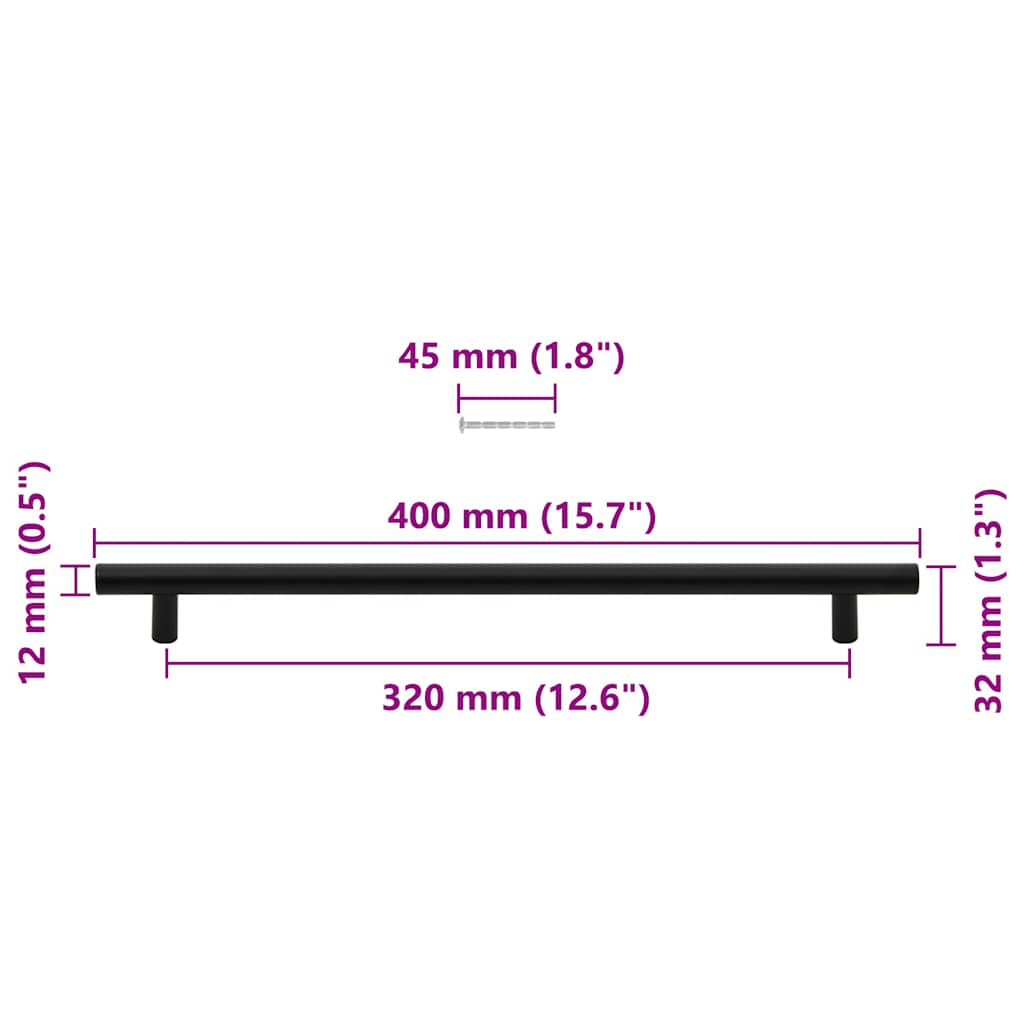 Handvatten 5 st 320 mm roestvrij staal zwart is nu te koop bij PeponiXL, paradijselijk wonen!