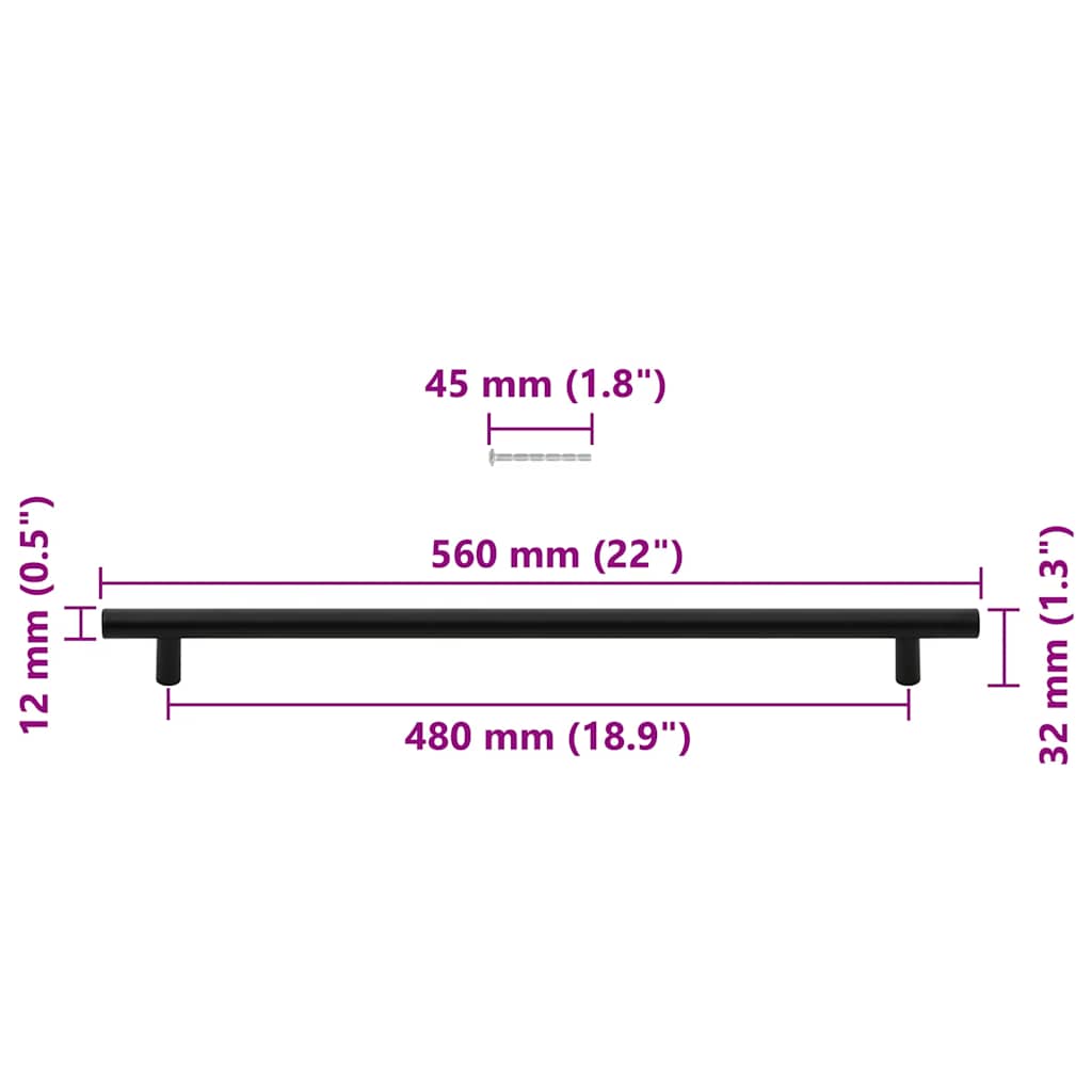 Handvatten 5 st 480 mm roestvrij staal zwart is nu te koop bij PeponiXL, paradijselijk wonen!