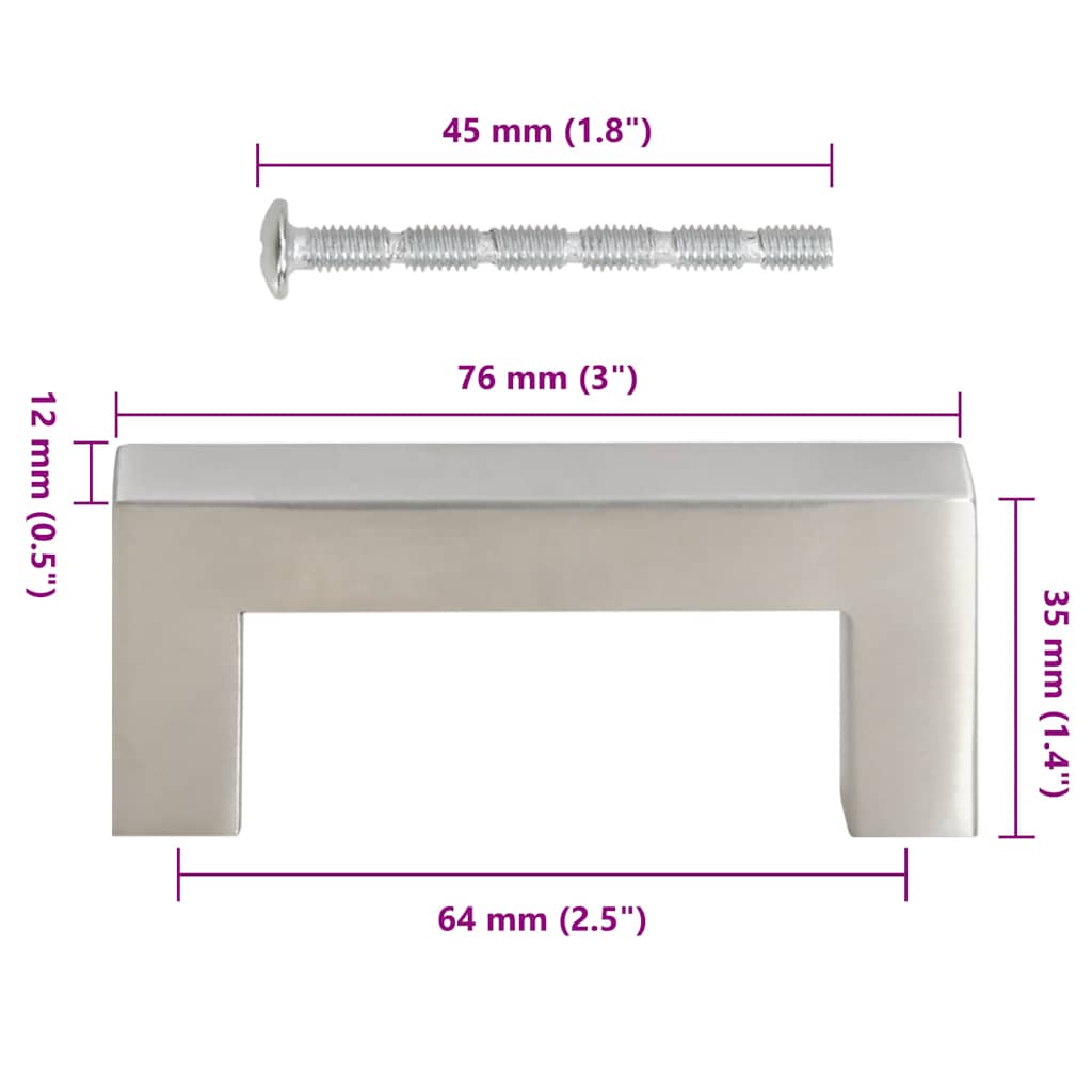 Handvatten 10 st 64 mm roestvrij staal zilverkleurig is nu te koop bij PeponiXL, paradijselijk wonen!