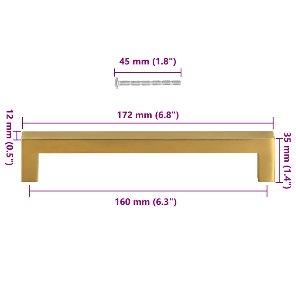 Handvatten 10 st 160 mm roestvrij staal goudkleurig is nu te koop bij PeponiXL, paradijselijk wonen!