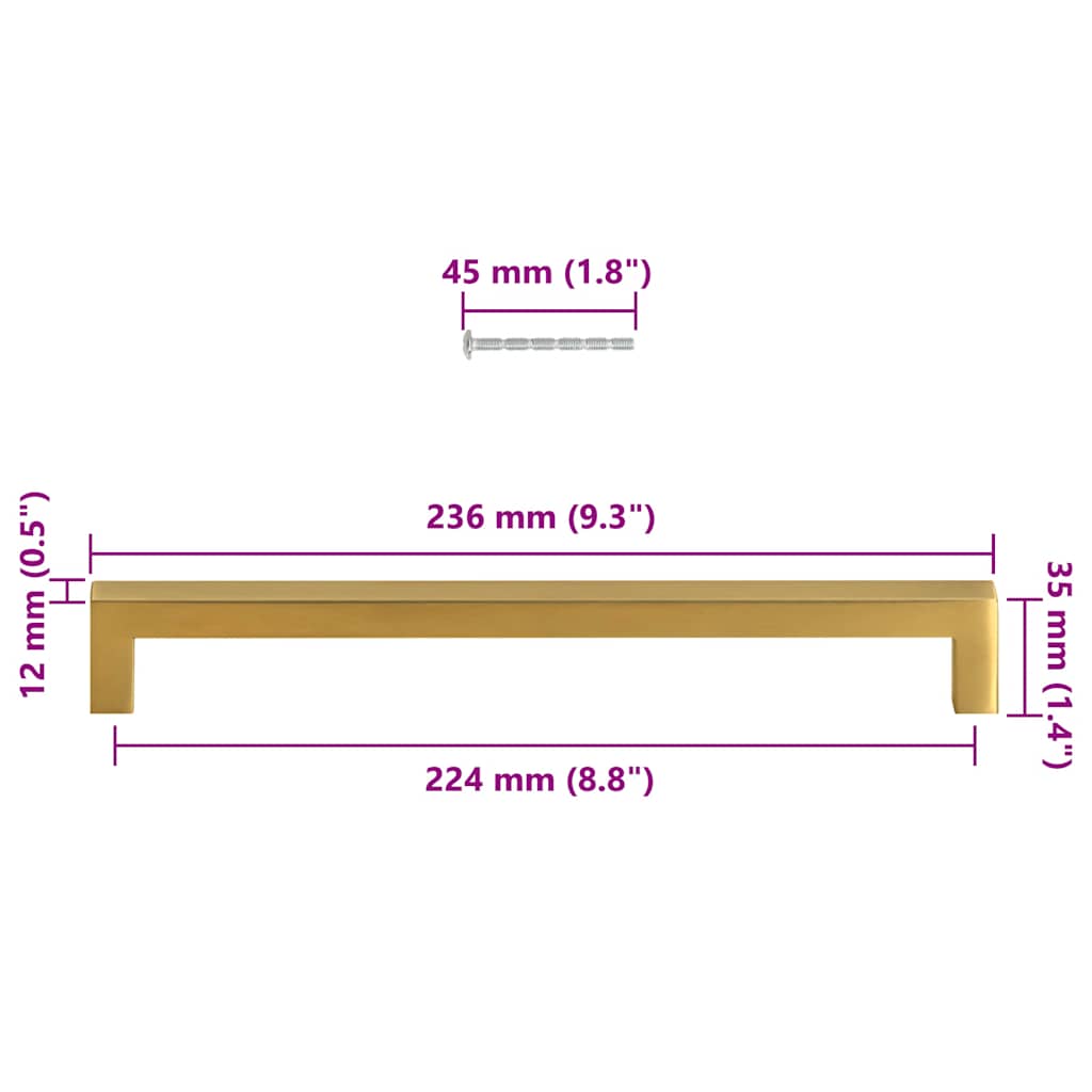 Handvatten 5 st 224 mm roestvrij staal goudkleurig is nu te koop bij PeponiXL, paradijselijk wonen!