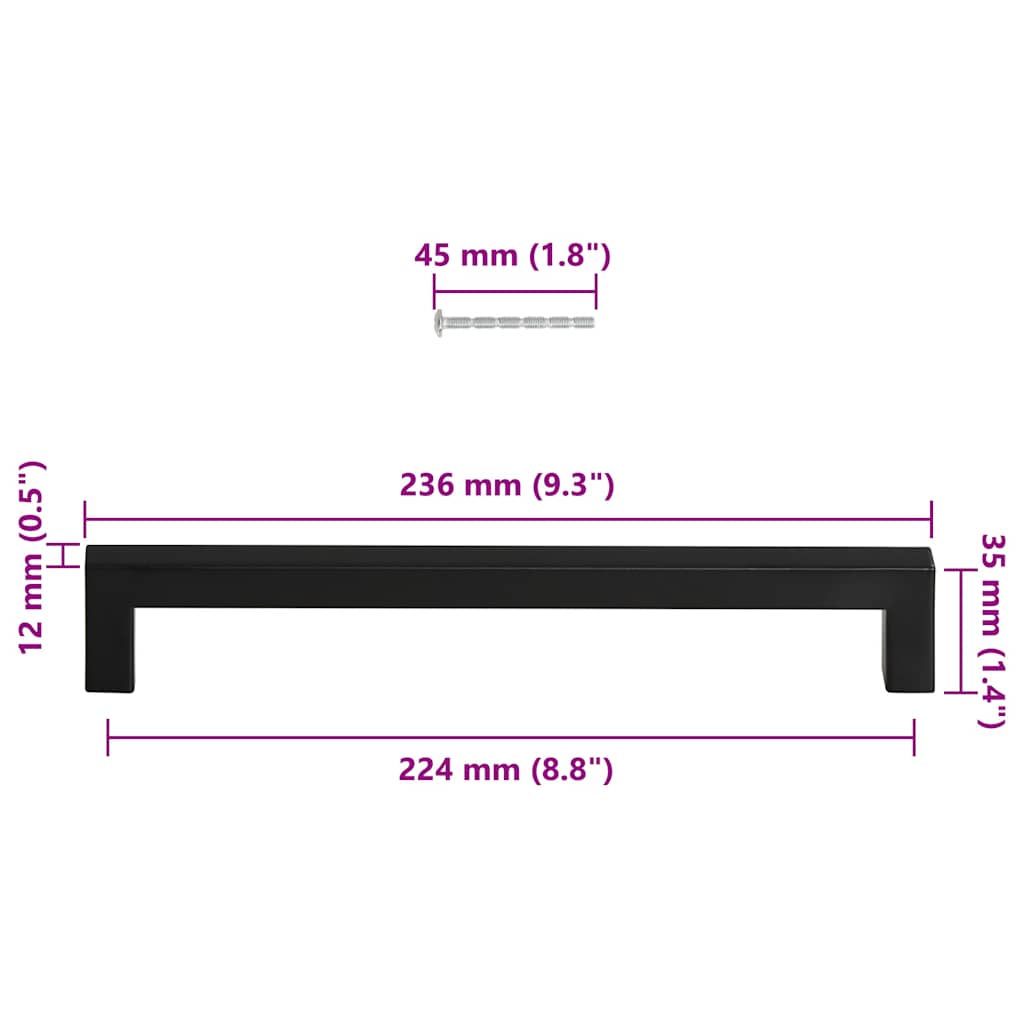 Handvatten 5 st 224 mm roestvrij staal zwart is nu te koop bij PeponiXL, paradijselijk wonen!