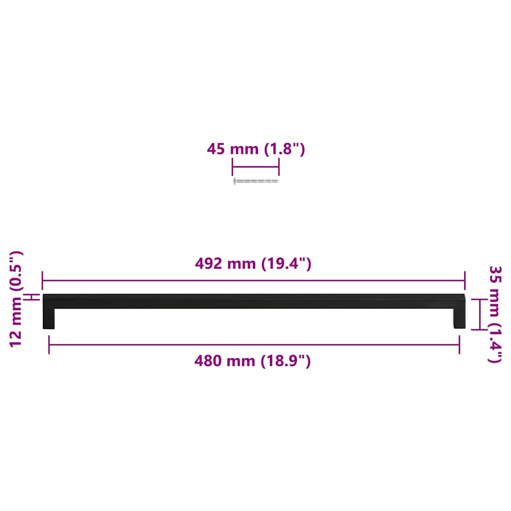 Handvatten 5 st 480 mm roestvrij staal zwart is nu te koop bij PeponiXL, paradijselijk wonen!