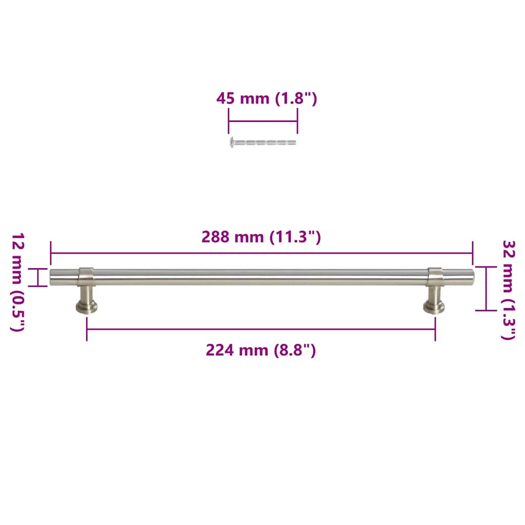 Handvatten 5 st 224 mm roestvrij staal zilverkleurig is nu te koop bij PeponiXL, paradijselijk wonen!