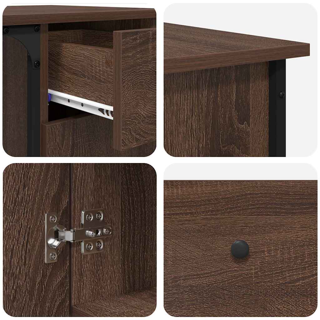 Bureau 141x141x75 cm bewerkt hout bruin eikenkleur is nu te koop bij PeponiXL, paradijselijk wonen!