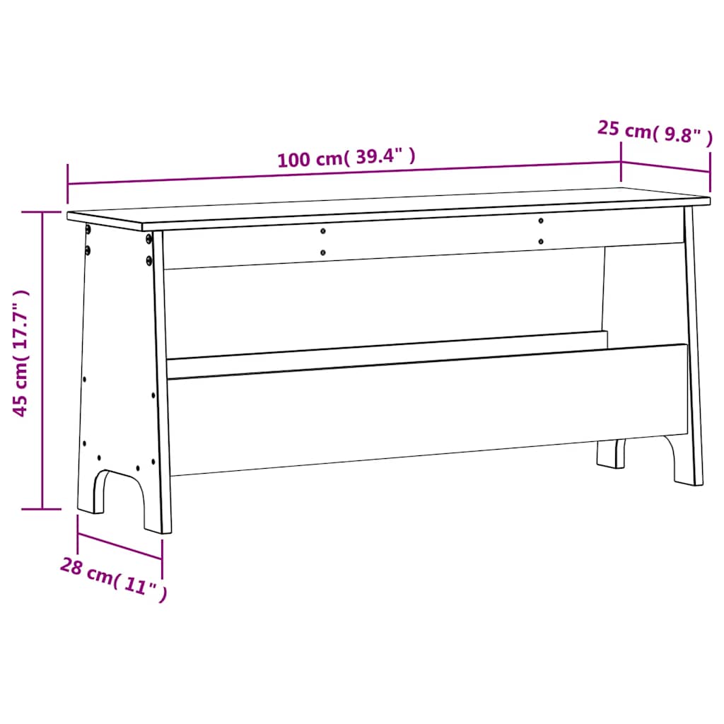 Halbank 100x28x45 cm massief grenenhout is nu te koop bij PeponiXL, paradijselijk wonen!