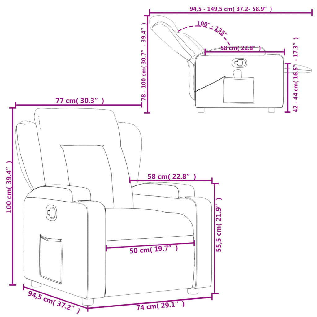 Fauteuil verstelbaar kunstleer cappuccinokleurig is nu te koop bij PeponiXL, paradijselijk wonen!