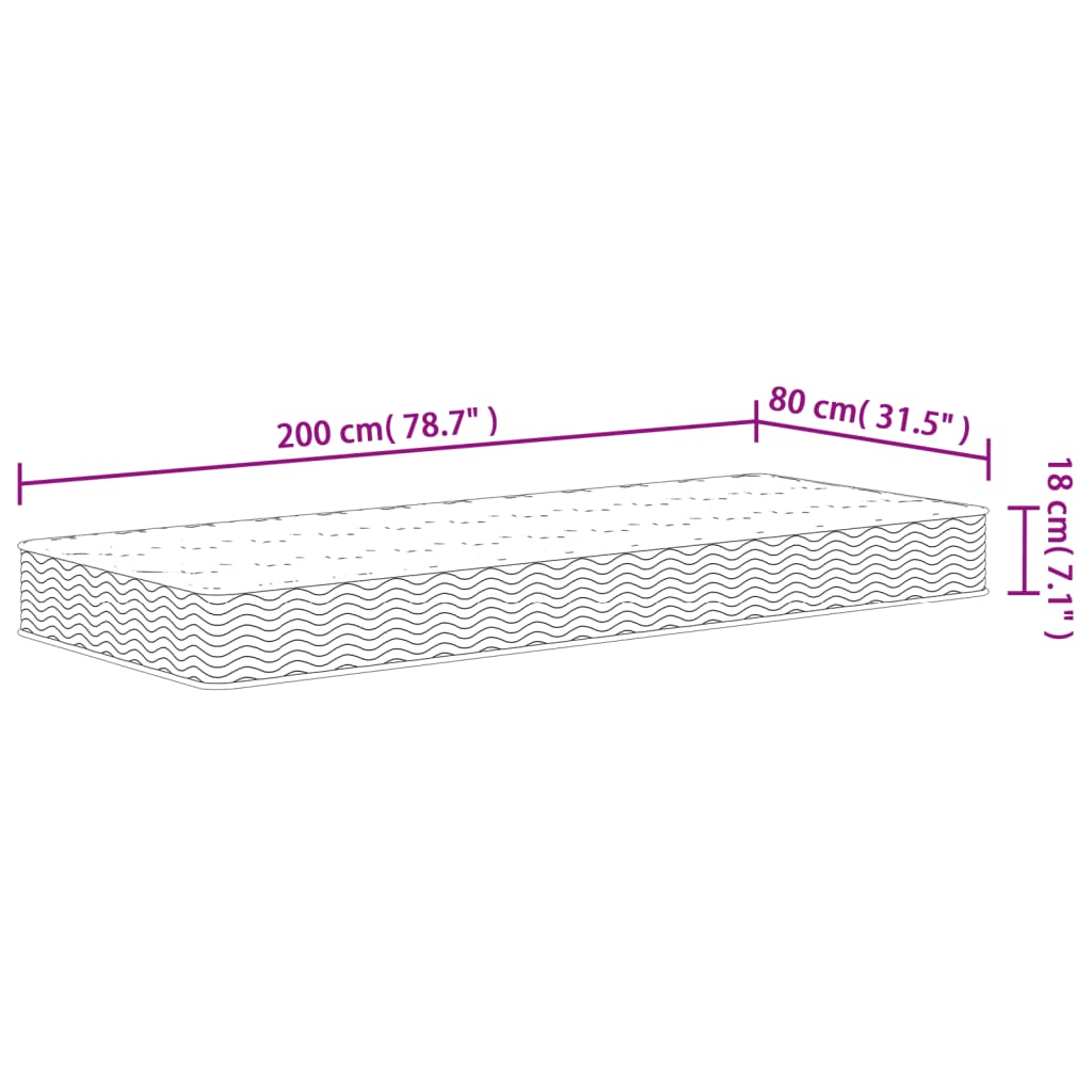 Binnenveringmatras middelhard 80x200 cm is nu te koop bij PeponiXL, paradijselijk wonen!