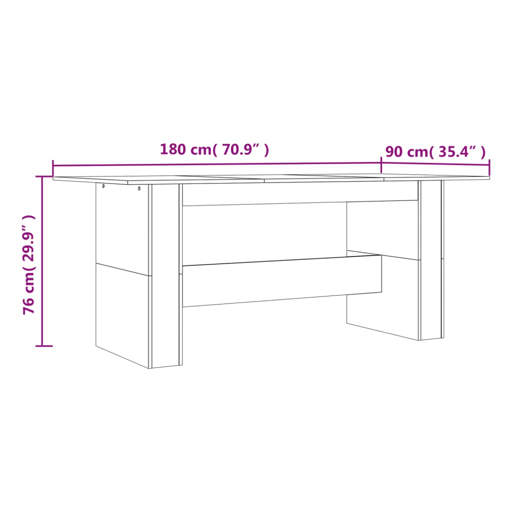 Eettafel 180x90x76 cm bewerkt hout gerookt eikenkleurig is nu te koop bij PeponiXL, paradijselijk wonen!