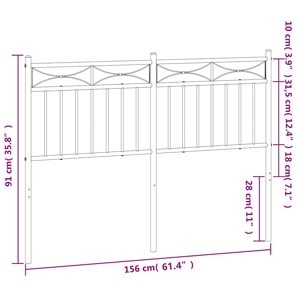Vervangend hoofdbord 150 cm metaal zwart is nu te koop bij PeponiXL, paradijselijk wonen!