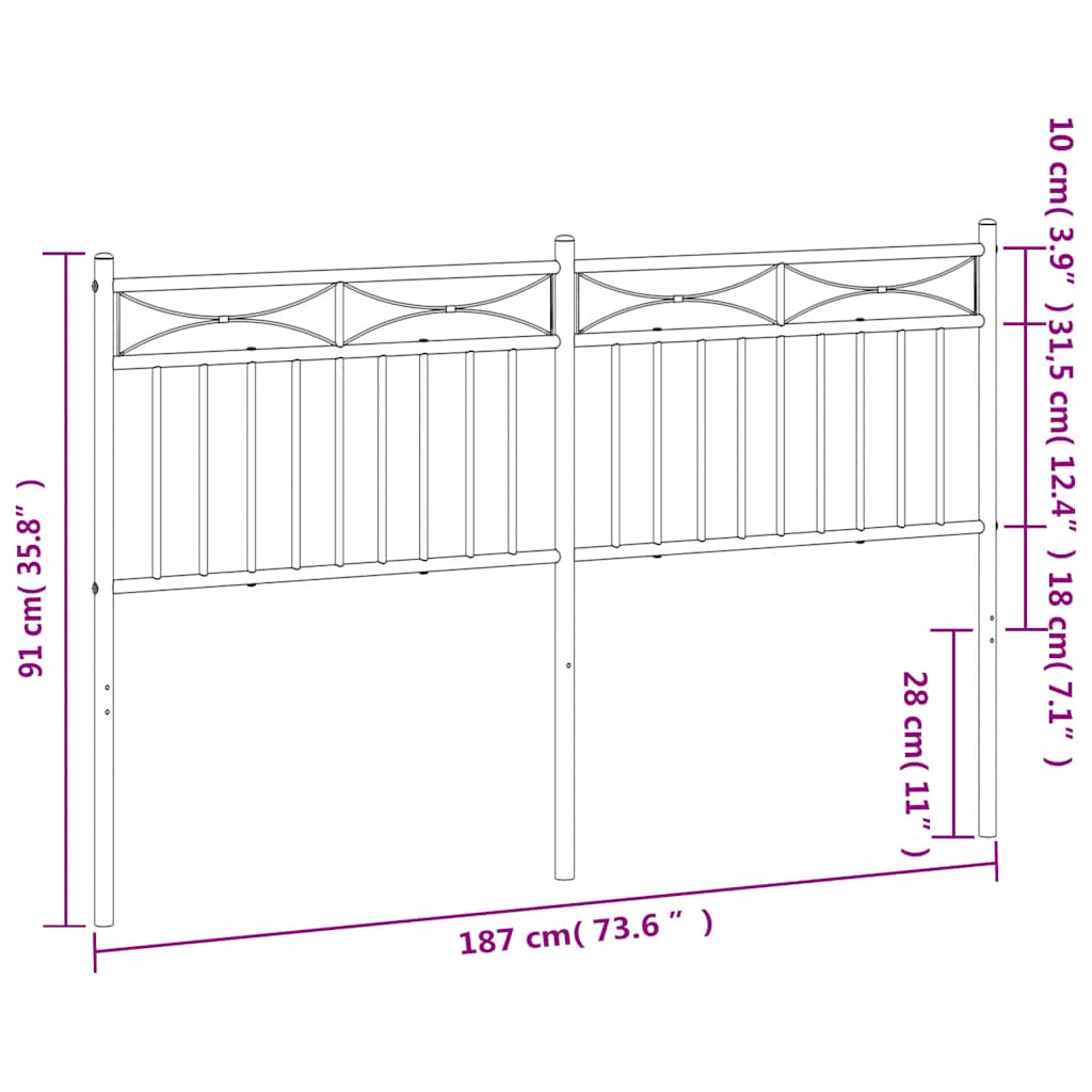 Vervangend hoofdbord 180 cm metaal wit is nu te koop bij PeponiXL, paradijselijk wonen!