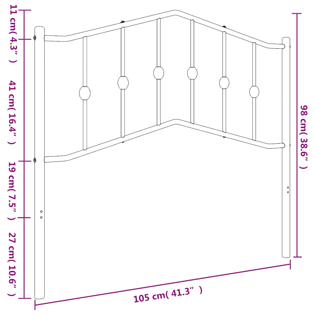 Vervangend hoofdbord 100 cm metaal zwart is nu te koop bij PeponiXL, paradijselijk wonen!