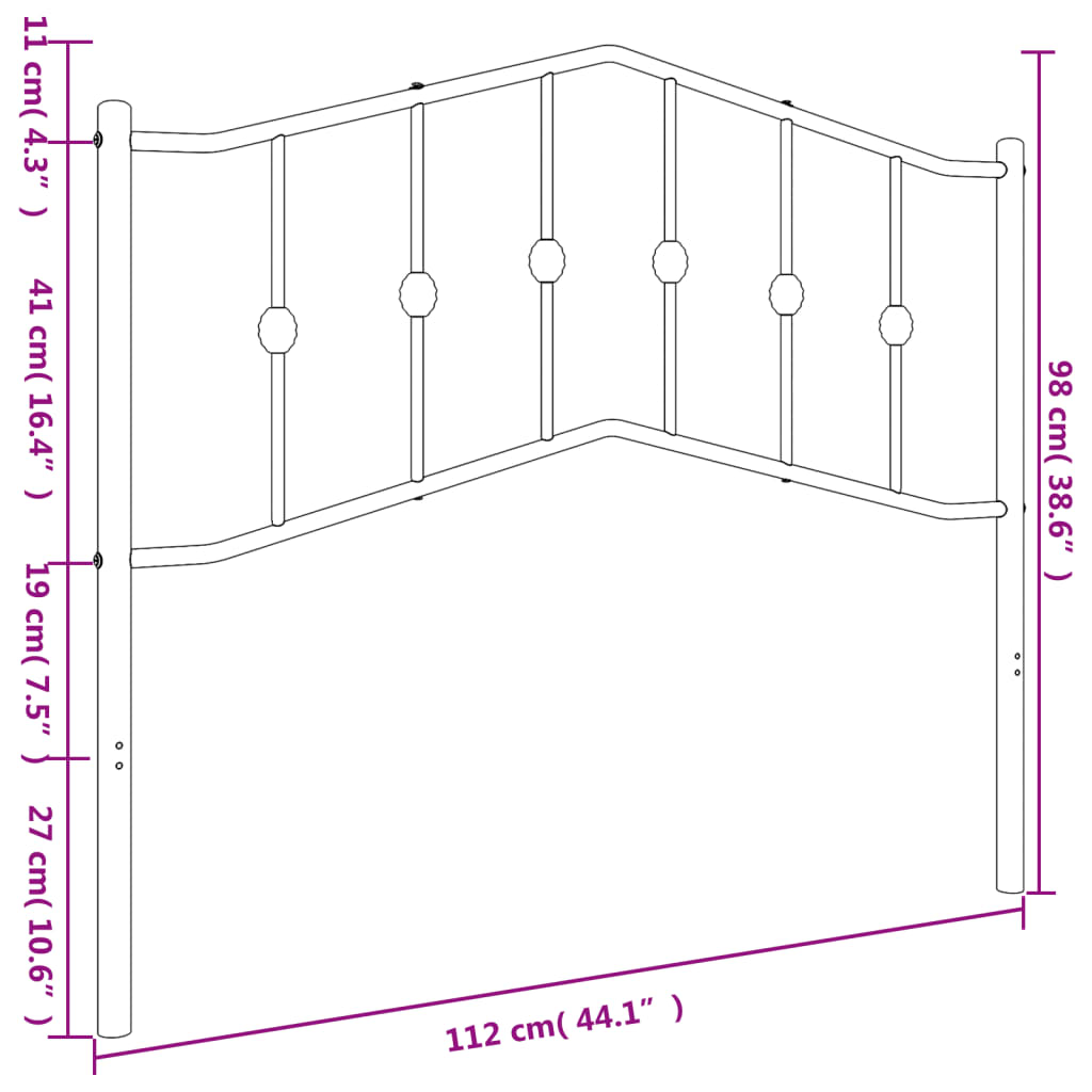 Vervangend hoofdbord 107 cm metaal zwart is nu te koop bij PeponiXL, paradijselijk wonen!