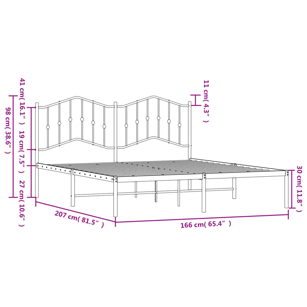 Bedframe met hoofdbord metaal wit 160x200 cm is nu te koop bij PeponiXL, paradijselijk wonen!