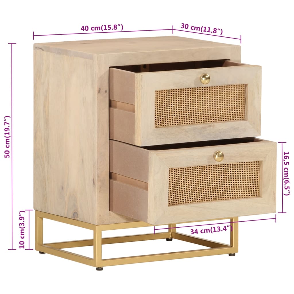 Nachtkastje 40x30x50 cm massief mangohout en ijzer is nu te koop bij PeponiXL, paradijselijk wonen!