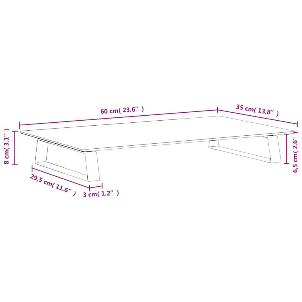 Monitorstandaard 60x35x8 cm gehard glas en metaal zwart is nu te koop bij PeponiXL, paradijselijk wonen!