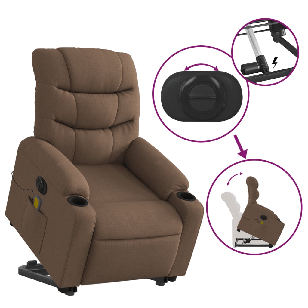 Sta-op-massagestoel elektrisch verstelbaar stof bruin is nu te koop bij PeponiXL, paradijselijk wonen!