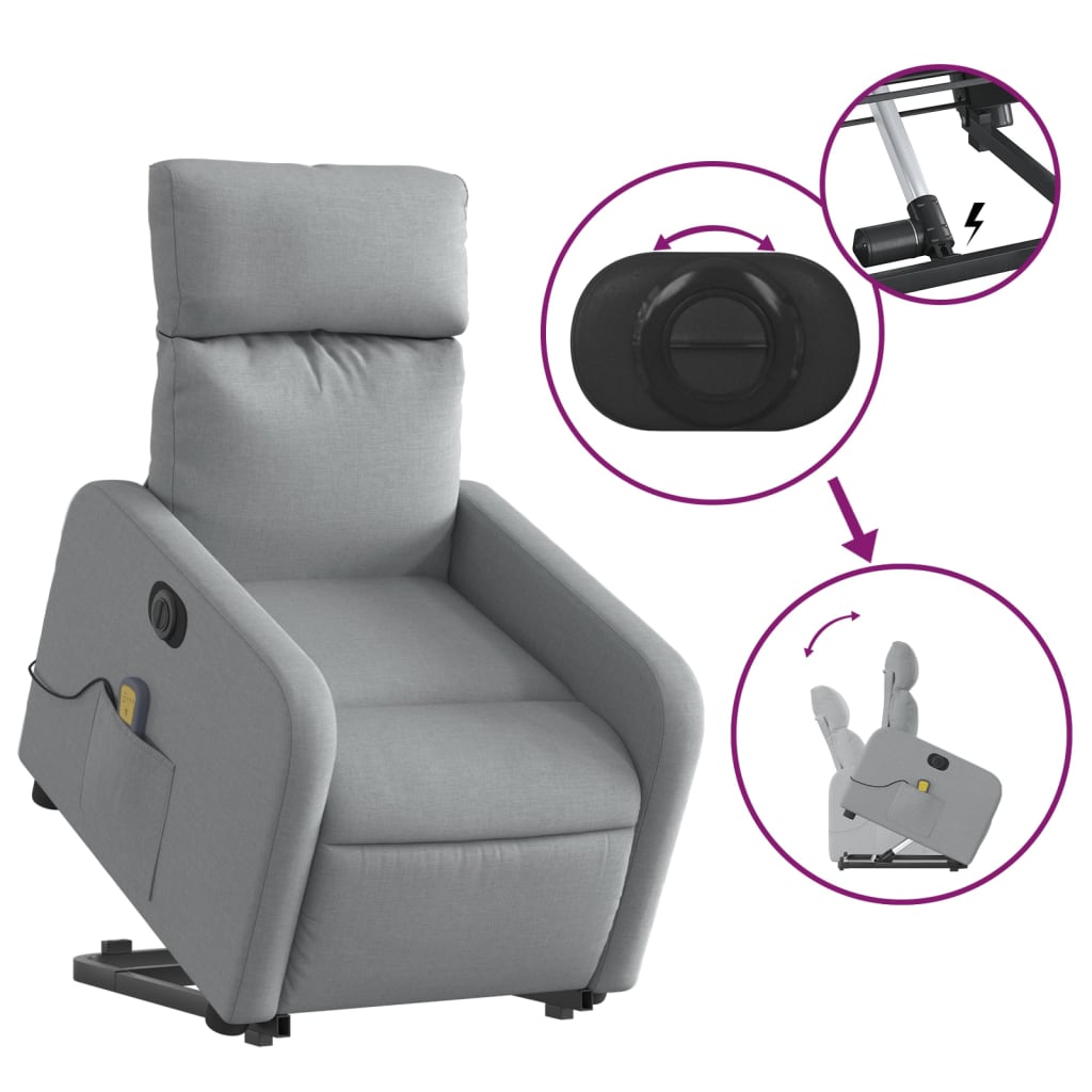 Sta-op-massagestoel elektrisch verstelbaar stof lichtgrijs is nu te koop bij PeponiXL, paradijselijk wonen!