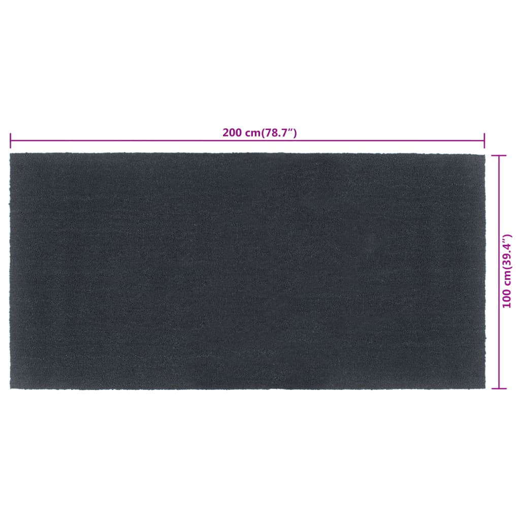 Deurmat 100x200 cm getufte kokosvezel donkergrijs is nu te koop bij PeponiXL, paradijselijk wonen!