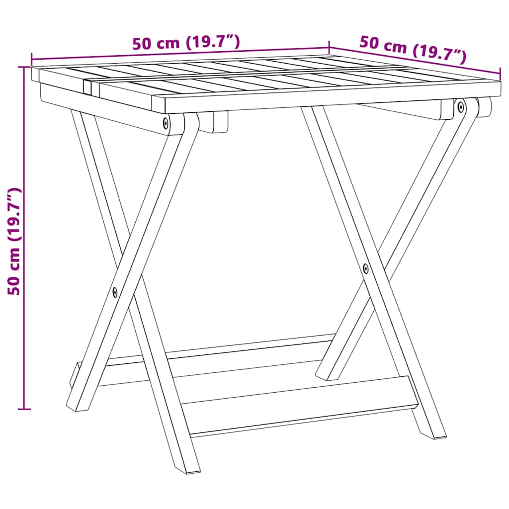 Tuintafel inklapbaar 50x50x50 cm massief acaciahout is nu te koop bij PeponiXL, paradijselijk wonen!