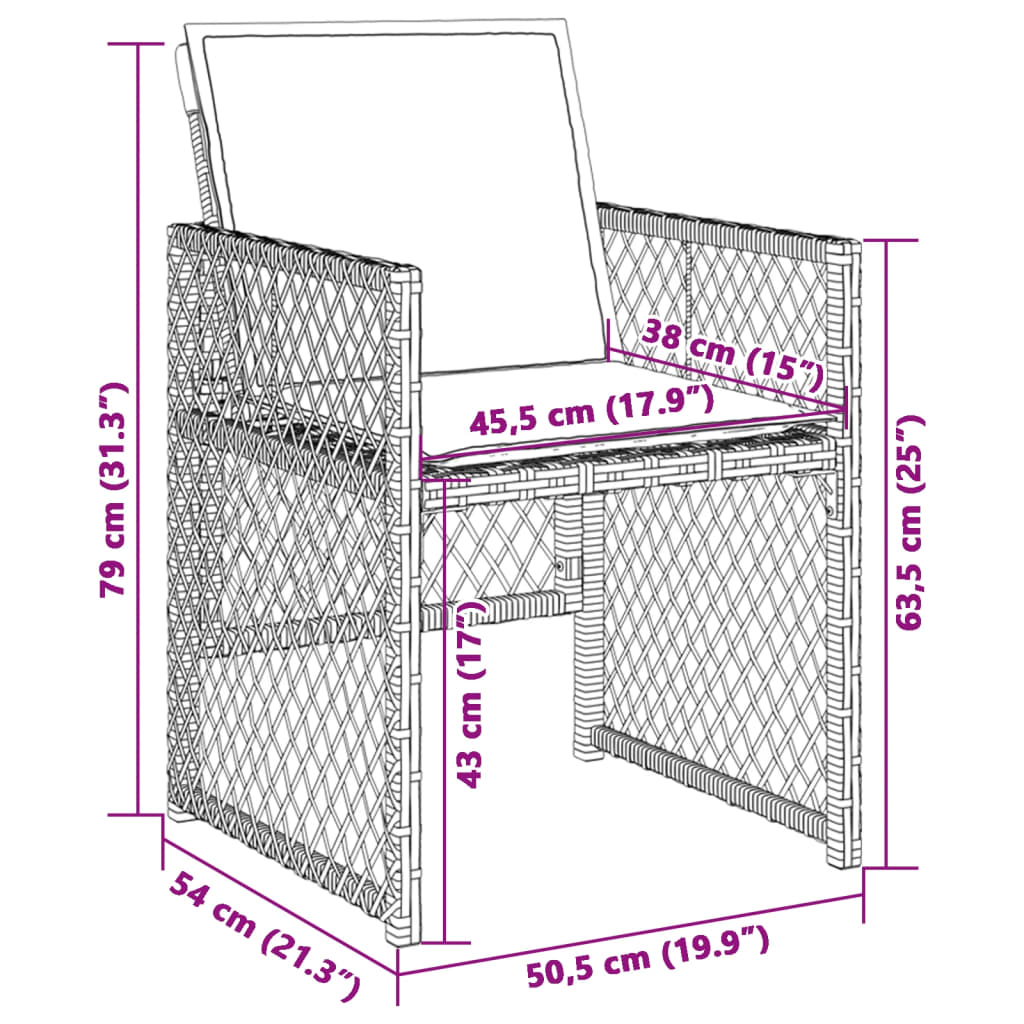 Tuinstoelen 4 st met kussens poly rattan zwart is nu te koop bij PeponiXL, paradijselijk wonen!