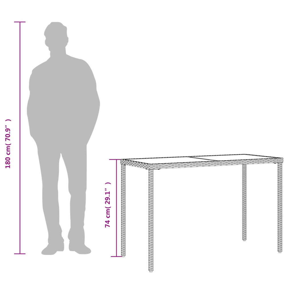 Tuintafel met glazen blad 115x54x74 cm poly rattan beige is nu te koop bij PeponiXL, paradijselijk wonen!