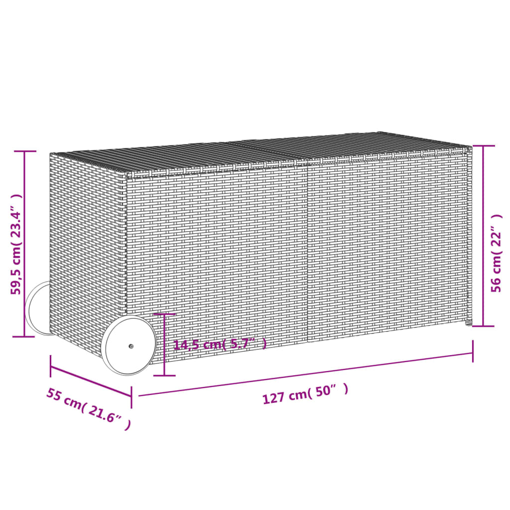 Tuinbox met wielen 283 L poly rattan bruin is nu te koop bij PeponiXL, paradijselijk wonen!