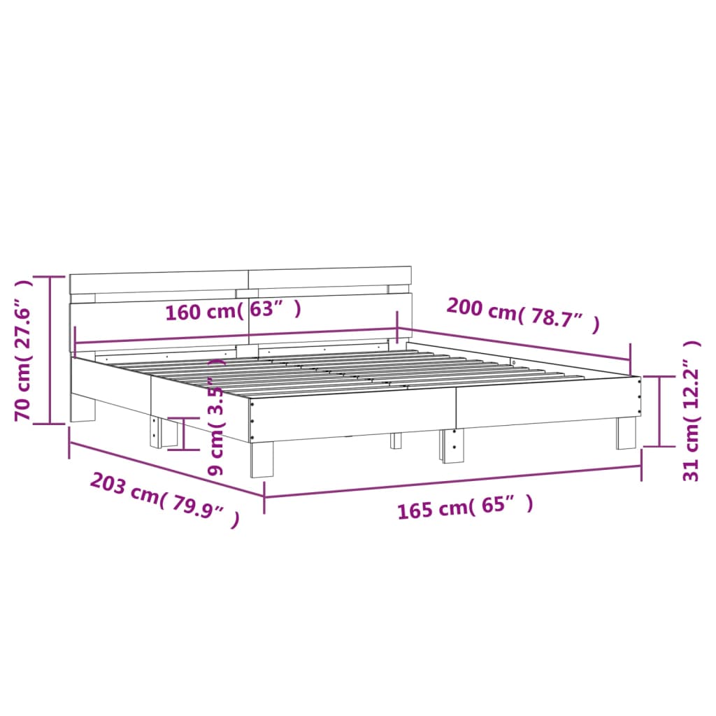 Bedframe met hoofdbord bewerkt hout zwart 160x200 cm is nu te koop bij PeponiXL, paradijselijk wonen!