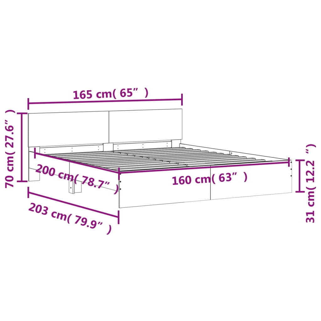 Bedframe met hoofdeinde wit 160x200 cm is nu te koop bij PeponiXL, paradijselijk wonen!