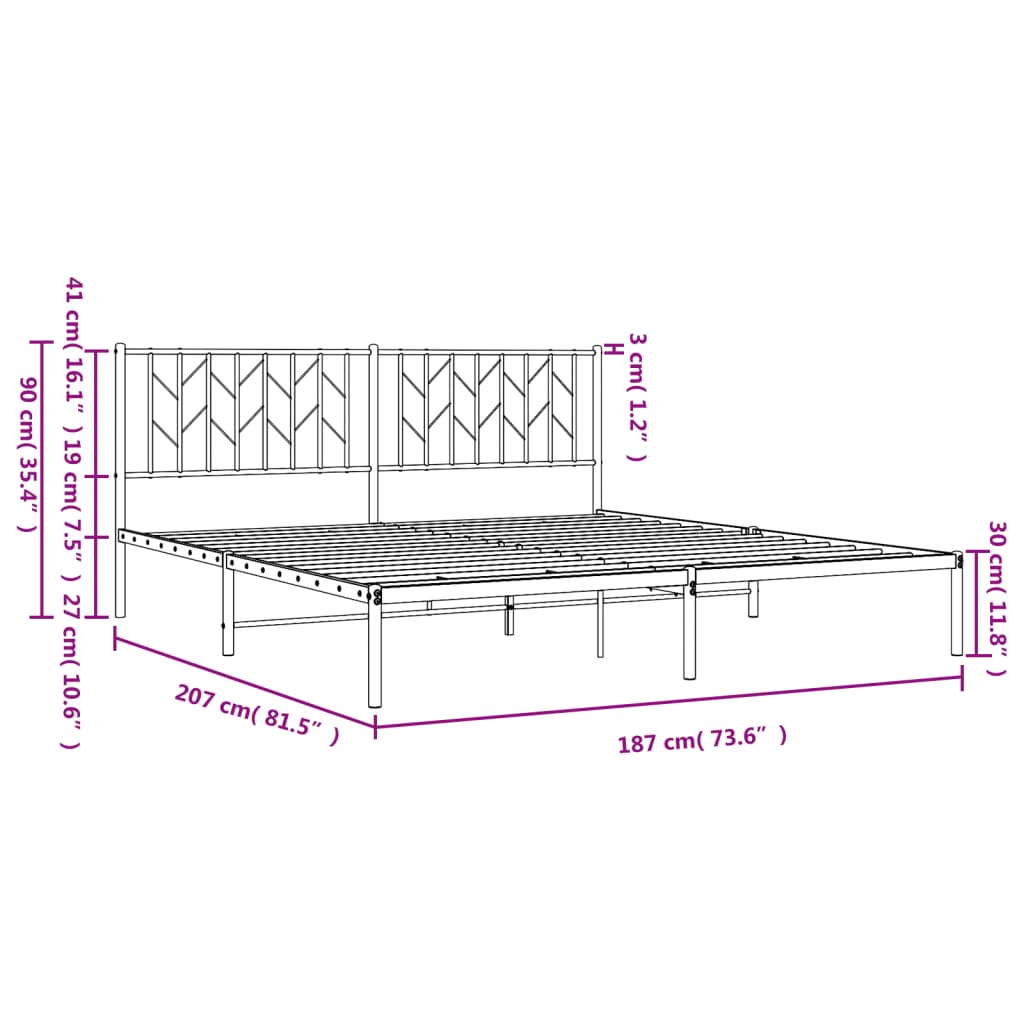 Bedframe met hoofdbord metaal zwart 180x200 cm is nu te koop bij PeponiXL, paradijselijk wonen!
