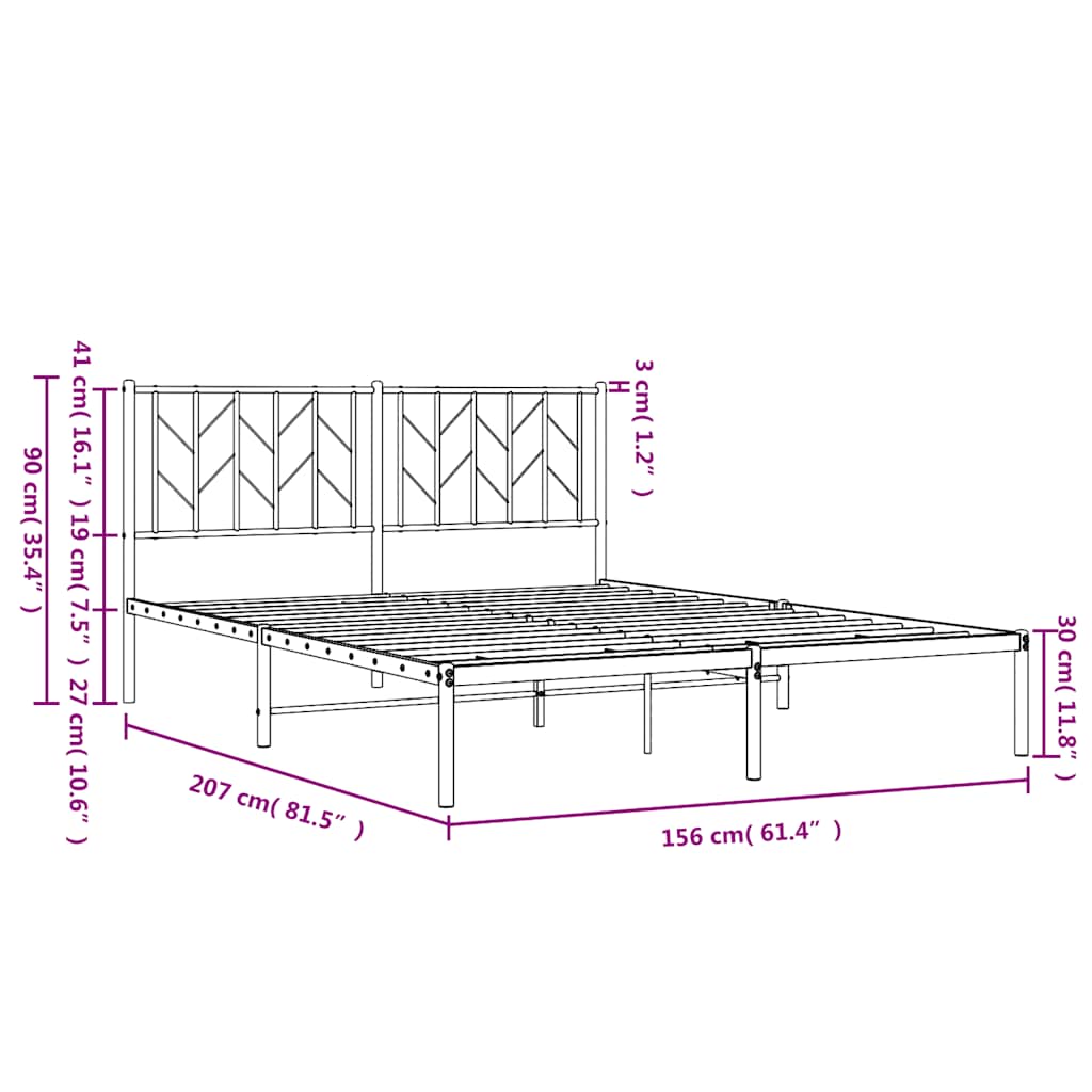 Bedframe met hoofdbord metaal wit 150x200 cm is nu te koop bij PeponiXL, paradijselijk wonen!