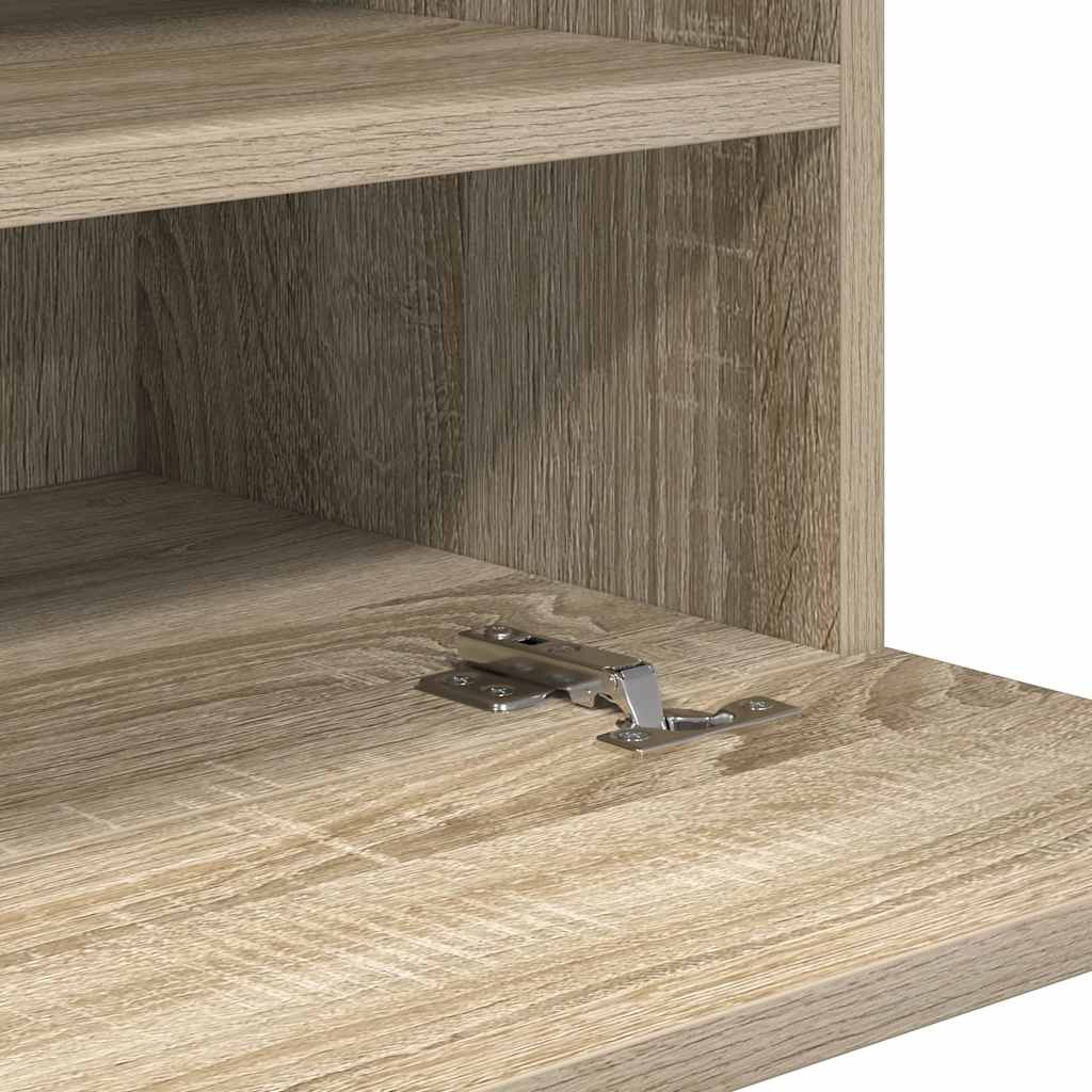 Wandkasten met LED-verlichting voor tv 2 st 40x30x60,5 cm sonoma eikenkleurig is nu te koop bij PeponiXL, paradijselijk wonen!