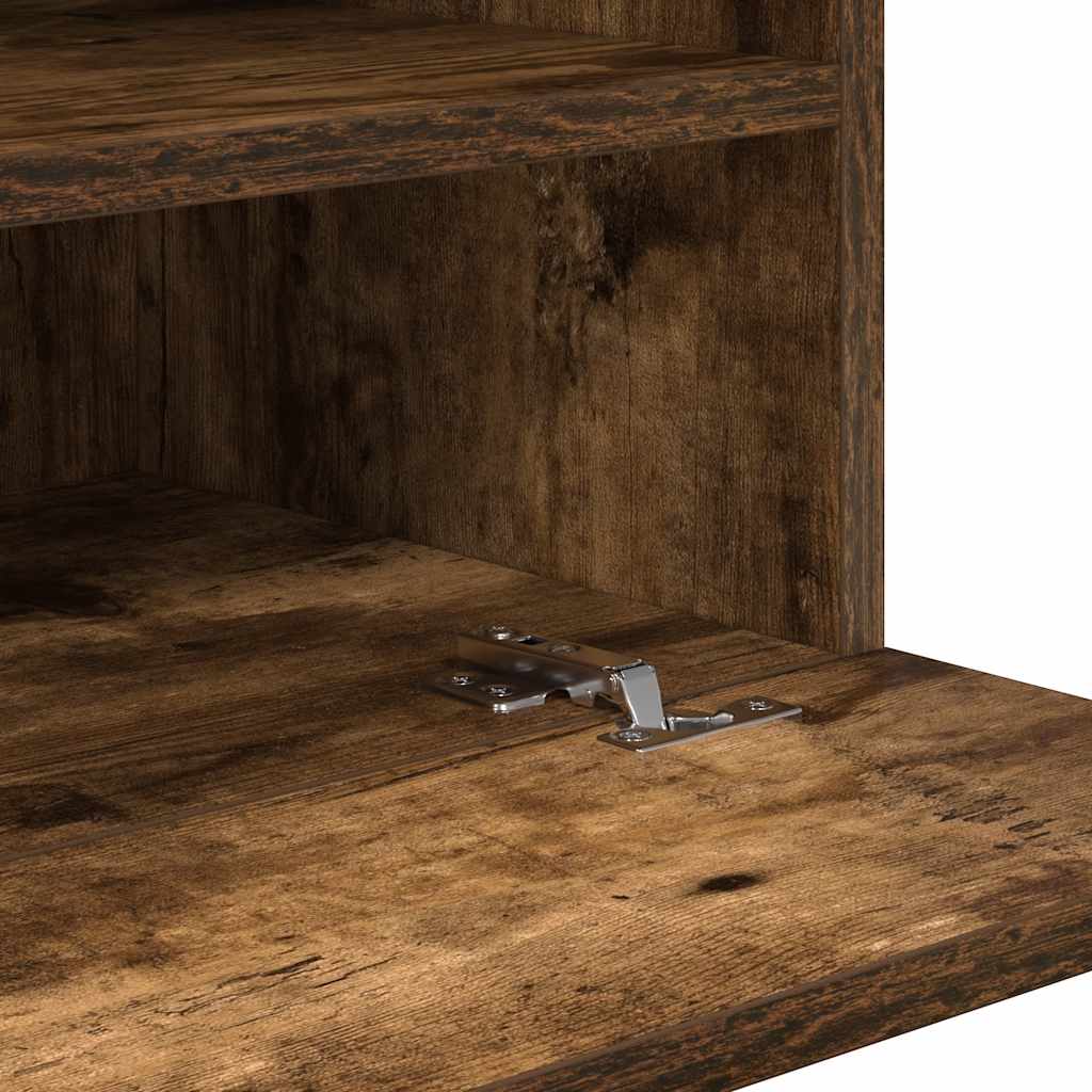 Wandkasten met LED-verlichting voor tv 2 st 40x30x60,5 cm gerookt eikenkleurig is nu te koop bij PeponiXL, paradijselijk wonen!