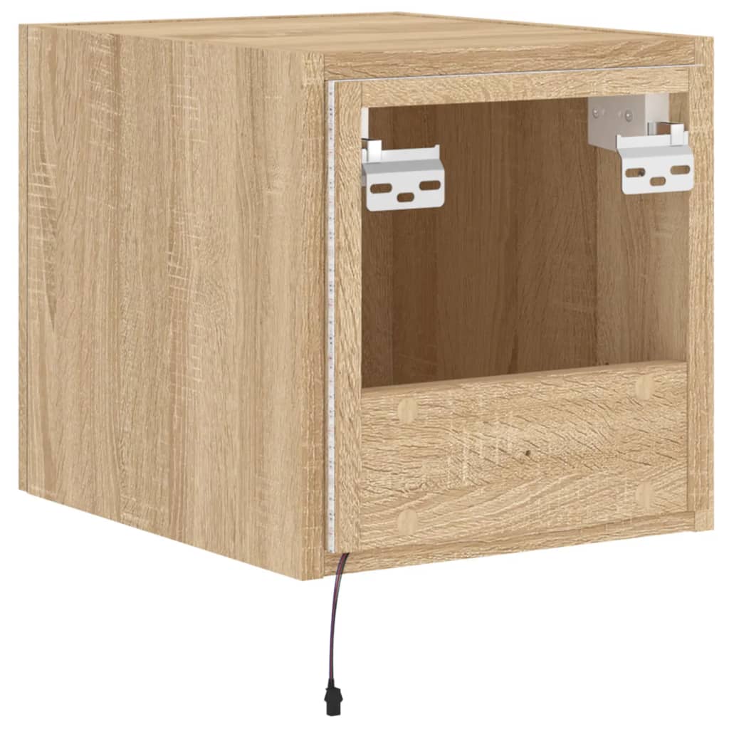 Tv-wandmeubel met LED-verlichting 30,5x35x30 cm sonoma eiken is nu te koop bij PeponiXL, paradijselijk wonen!