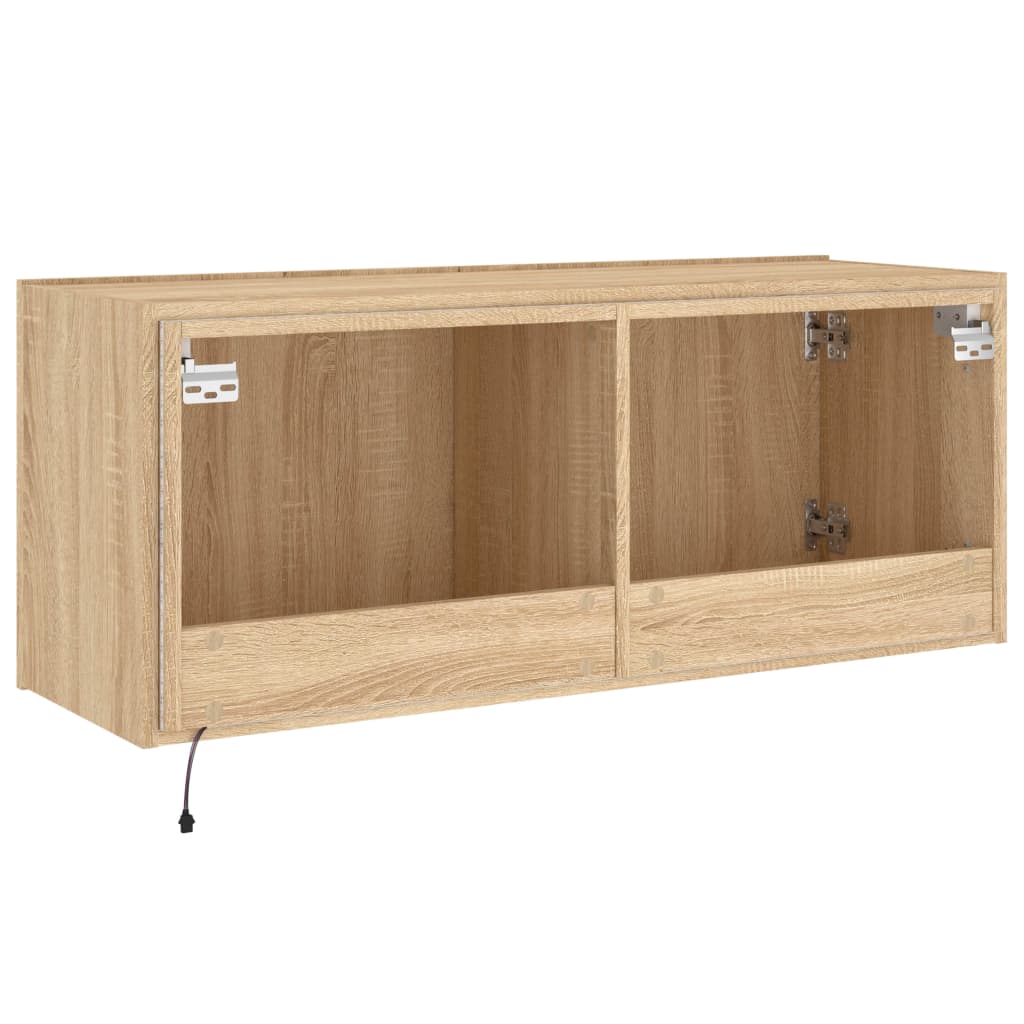 Tv-wandmeubel met LED-verlichting 100x35x41 cm sonoma eiken is nu te koop bij PeponiXL, paradijselijk wonen!