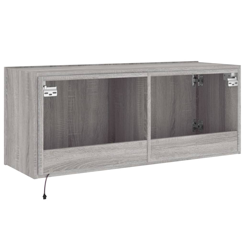 Tv-wandmeubel met LED-verlichting 100x35x41 cm grijs sonoma is nu te koop bij PeponiXL, paradijselijk wonen!
