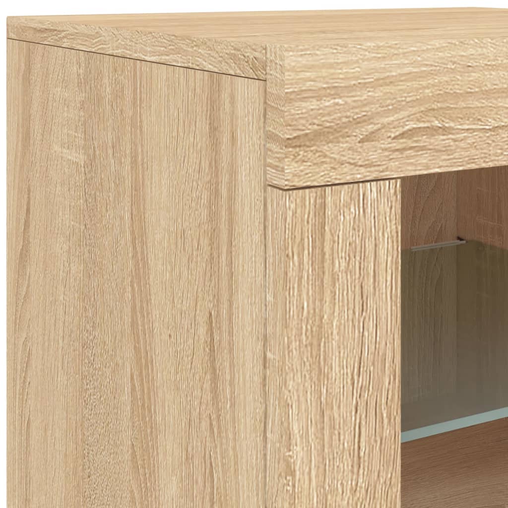 Dressoir met LED-verlichting 283x37x67 cm sonoma eikenkleurig is nu te koop bij PeponiXL, paradijselijk wonen!
