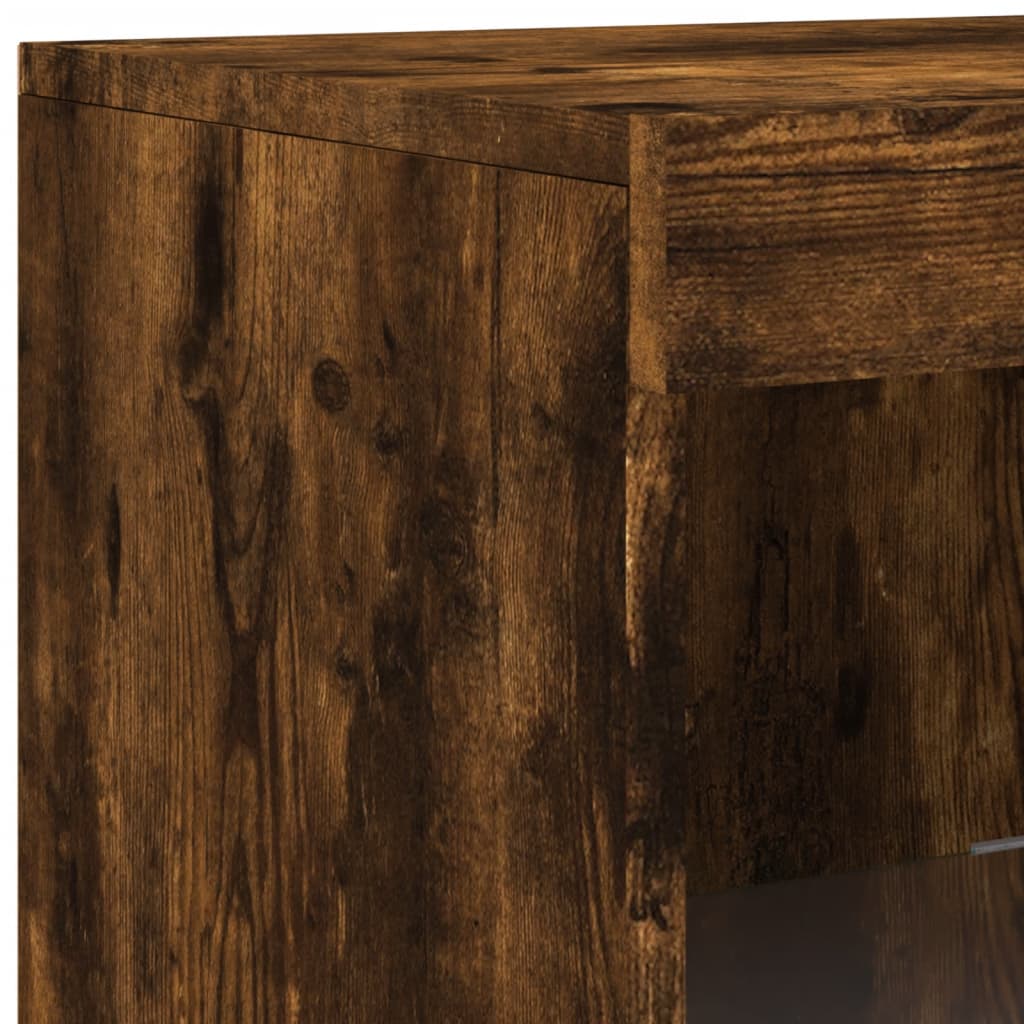 Dressoirs met LED-verlichting 3 st bewerkt hout gerookt eiken is nu te koop bij PeponiXL, paradijselijk wonen!