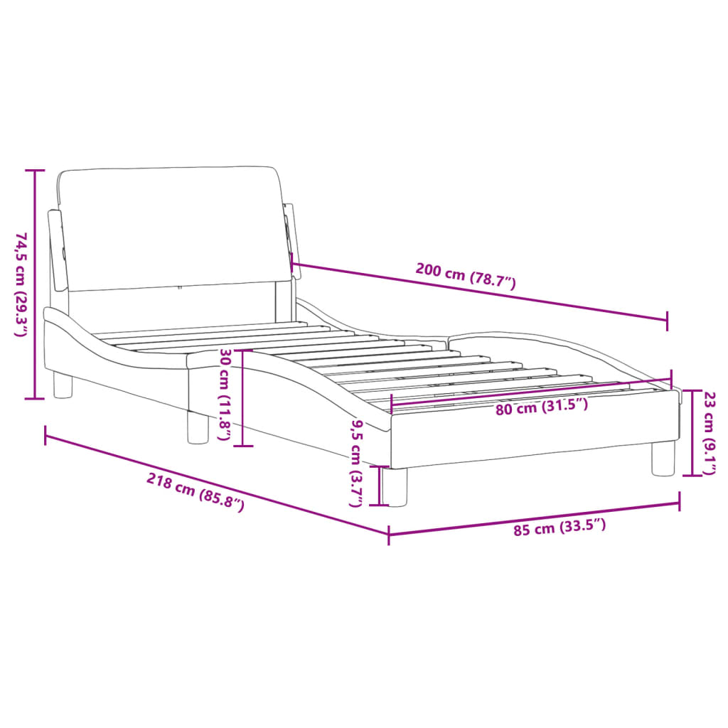 Bedframe met hoofdeinde "Dover" 80x200 cm stof crème is nu te koop bij PeponiXL, paradijselijk wonen!