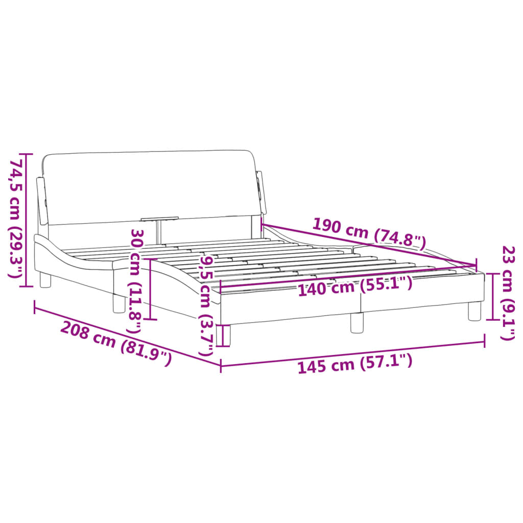 Bedframe met hoofdeinde "Dover" 140x190 cm fluweel roze is nu te koop bij PeponiXL, paradijselijk wonen!