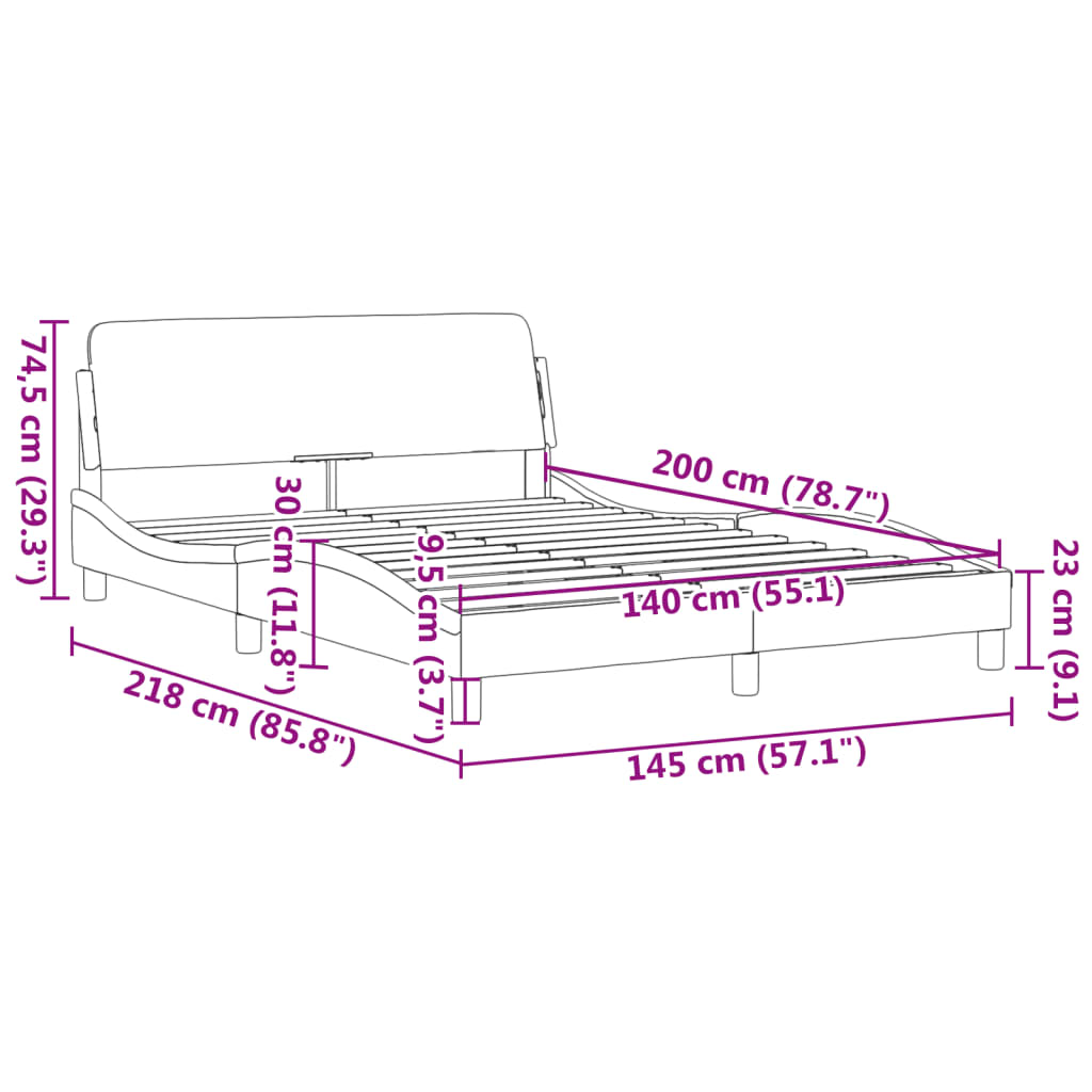Bedframe "Dover" kunstleer grijs 140x200 cm is nu te koop bij PeponiXL, paradijselijk wonen!