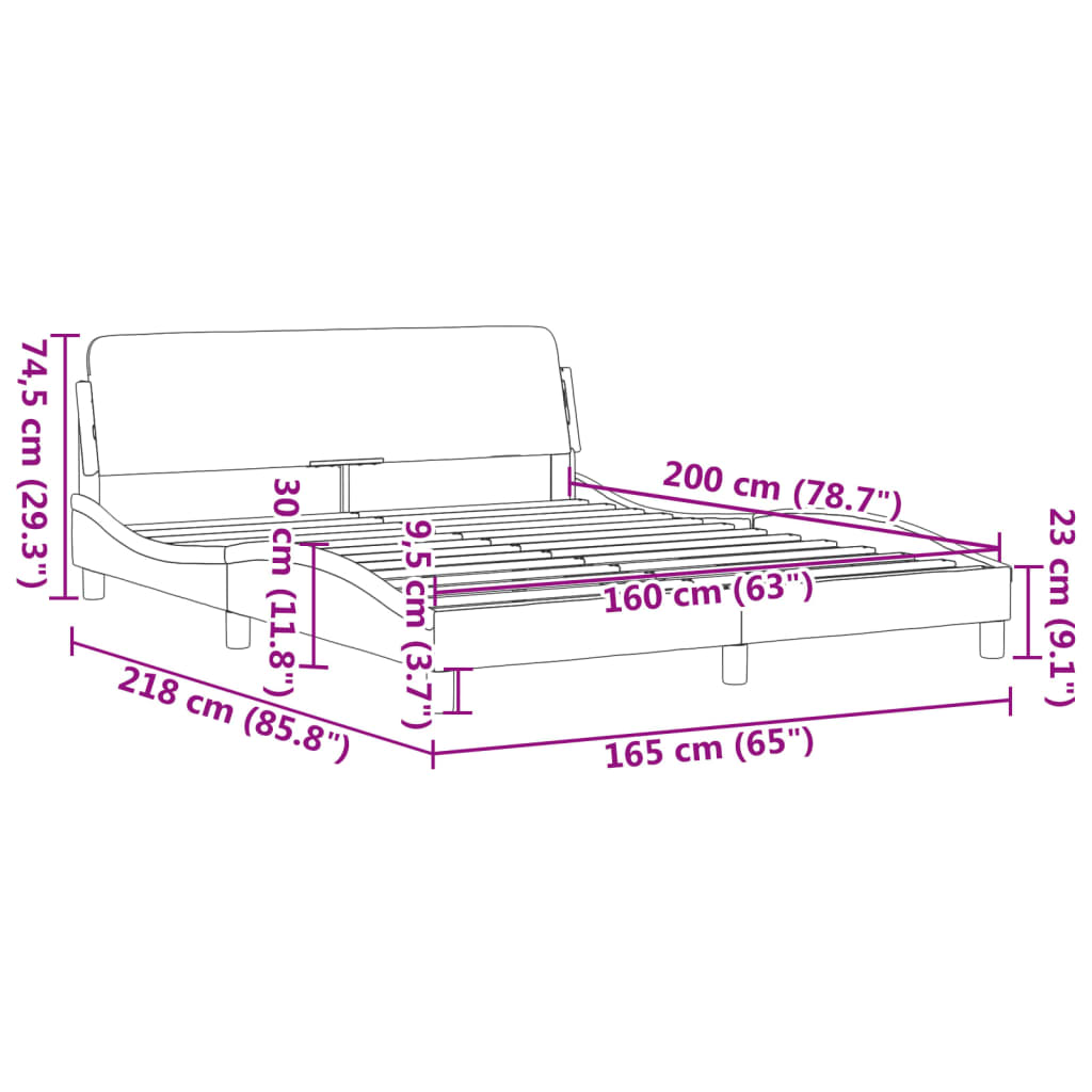 Bedframe "Dover" kunstleer zwart en wit 160x200 cm is nu te koop bij PeponiXL, paradijselijk wonen!