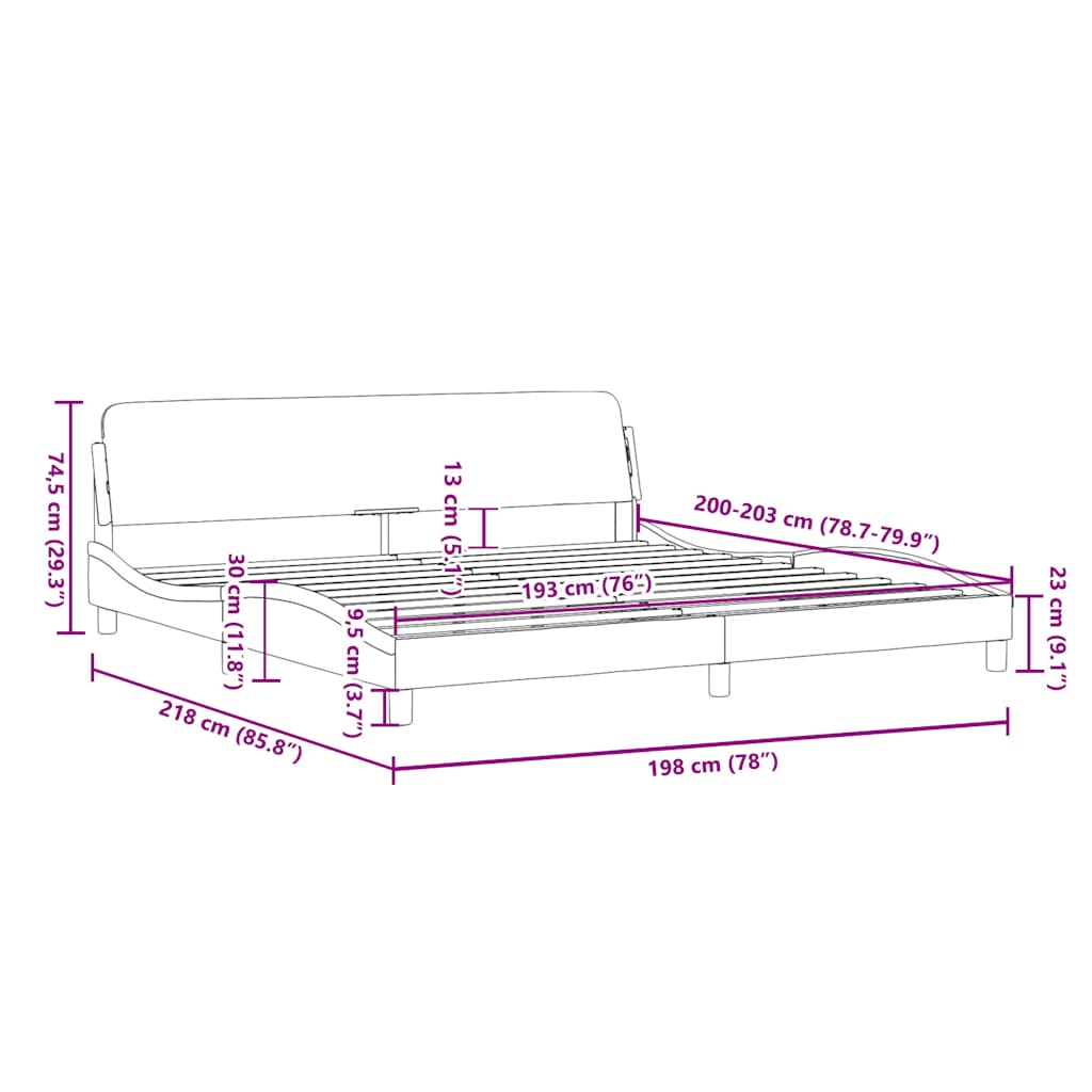 Bedframe "Dover" kunstleer zwart 193x203 cm