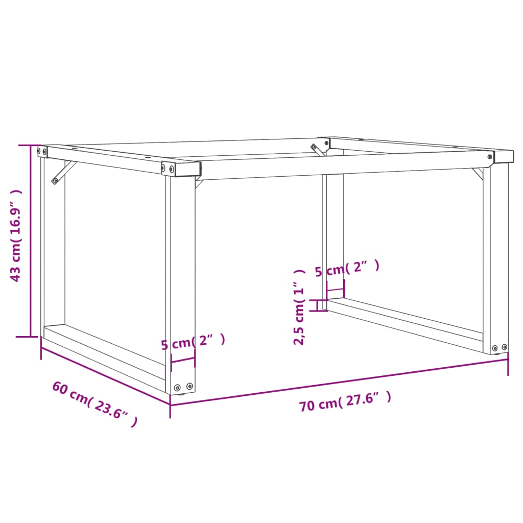 Salontafelpoten O-frame 70x60x43 cm staal is nu te koop bij PeponiXL, paradijselijk wonen!