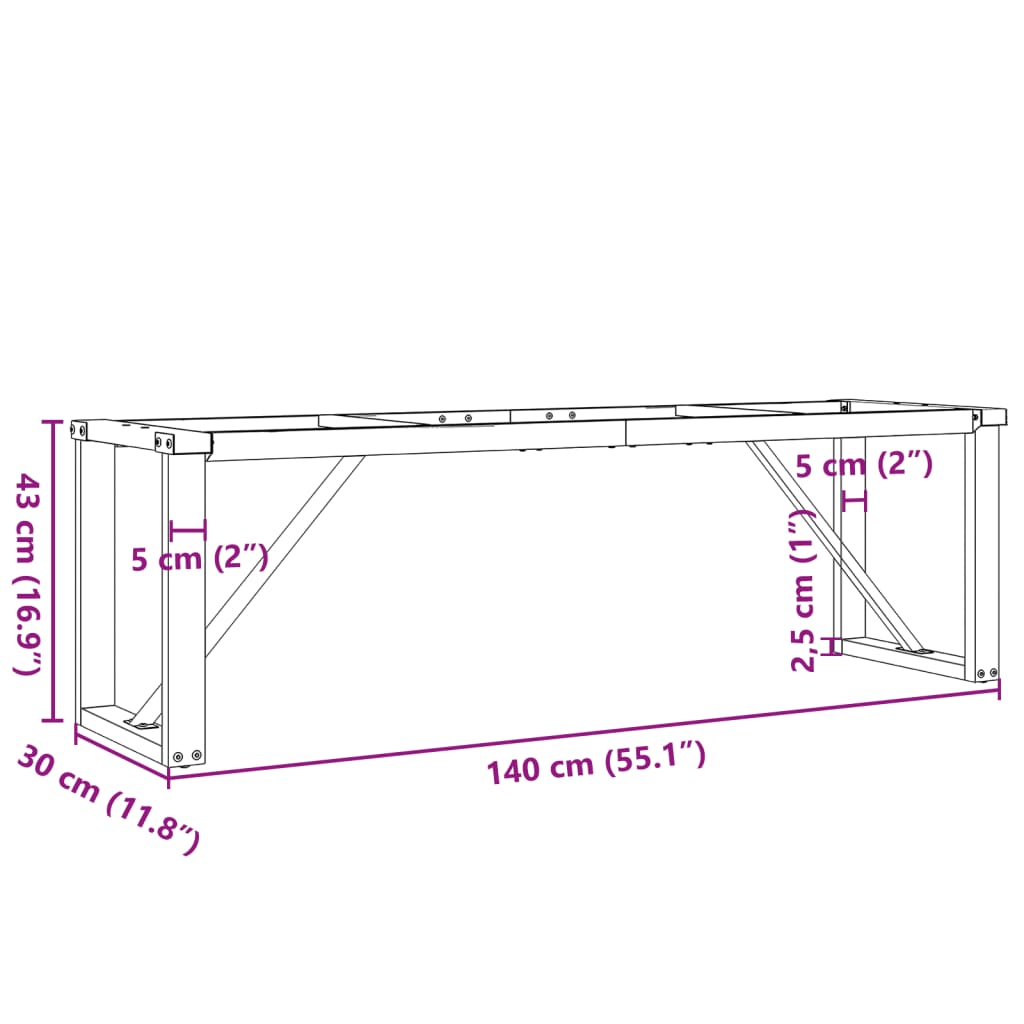 Salontafelpoten O-frame 140x30x43 cm staal is nu te koop bij PeponiXL, paradijselijk wonen!