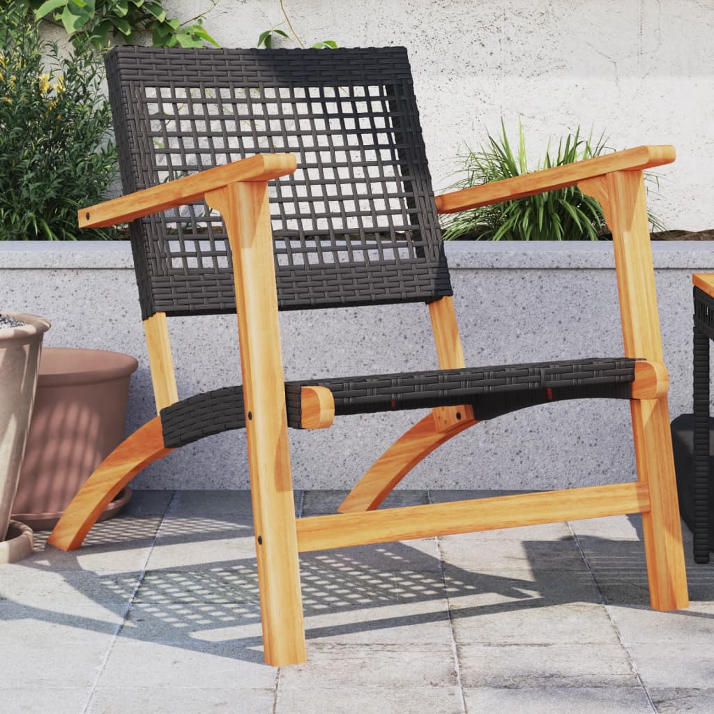 vidaXL Tuinstoelen 2 st poly rattan en acaciahout beige, tuin vidaXL Tuinstoelen 2 st poly rattan en acaciahout beige, tuin