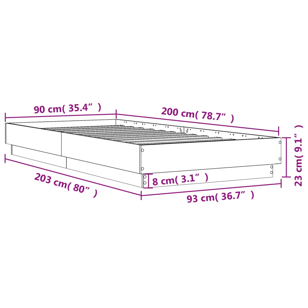 Bedframe bewerkt hout wit 90x200 cm is nu te koop bij PeponiXL, paradijselijk wonen!