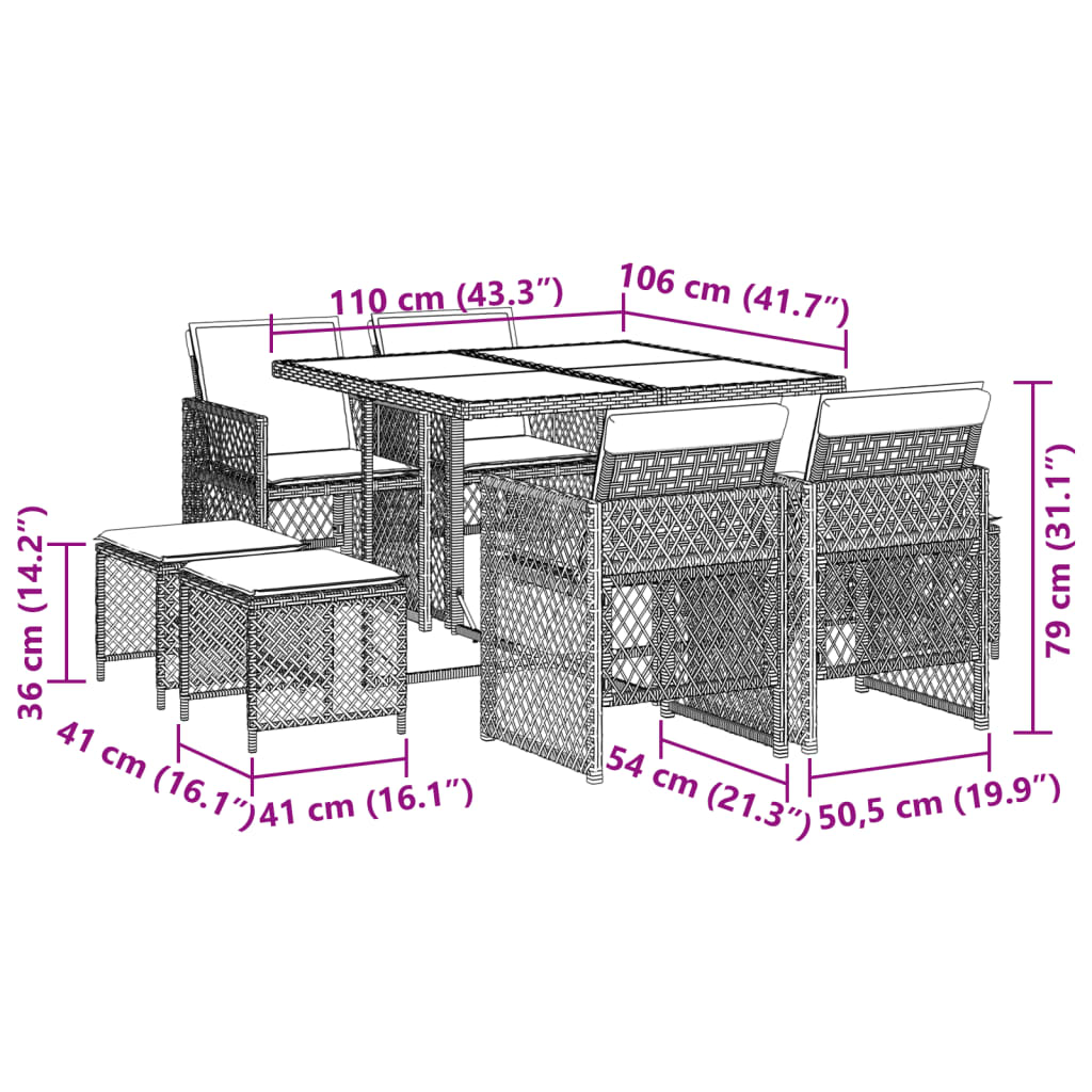 9-delige Tuinset met kussens poly rattan beige is nu te koop bij PeponiXL, paradijselijk wonen!